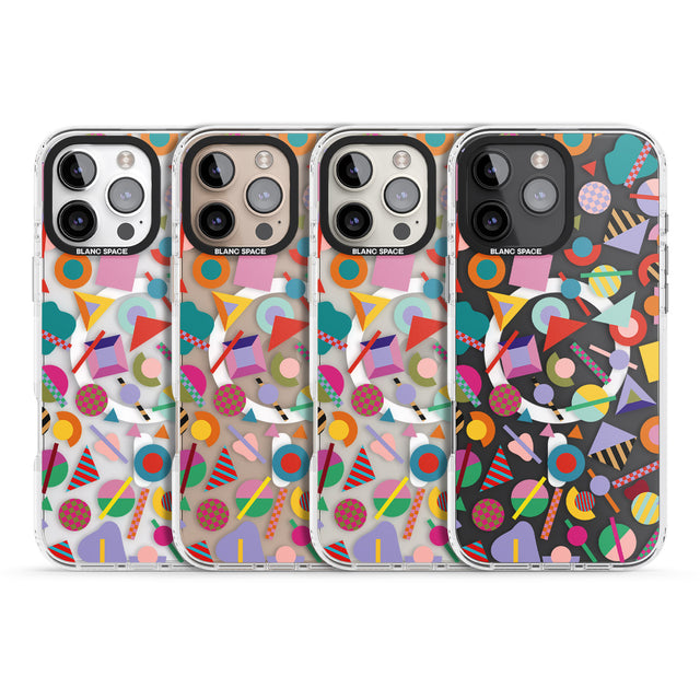 iPhone 16 Pro Max Retro Carnival Shapes Black Impact Phone Case