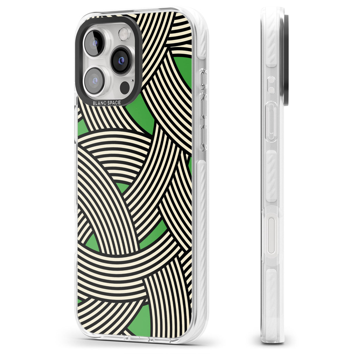 iPhone 16 Pro Max Green Optic Waves Black Impact Phone Case