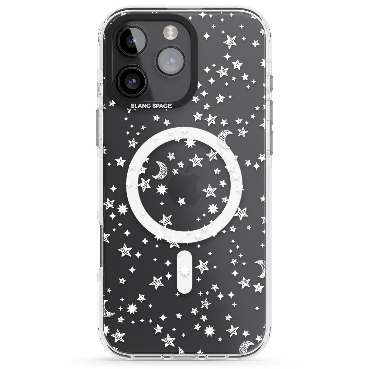 iPhone 16 Pro Max White Cosmic Galaxy Pattern Black Impact Phone Case