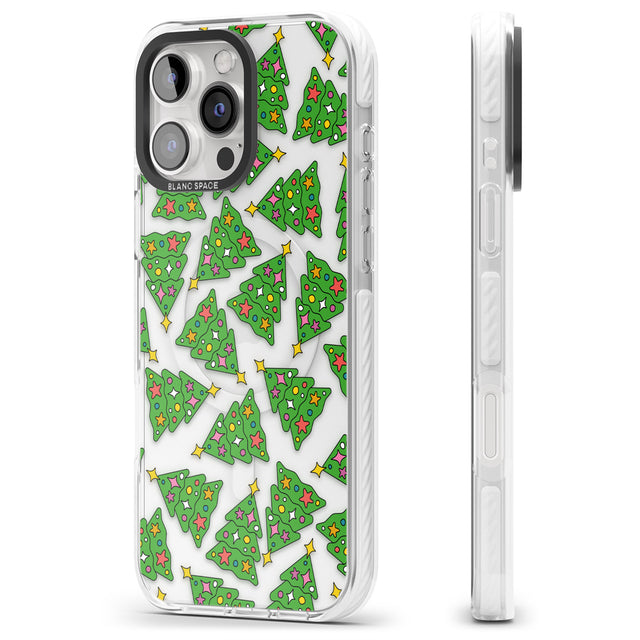 iPhone 16 Pro Max Christmas Tree Pattern Black Impact Phone Case