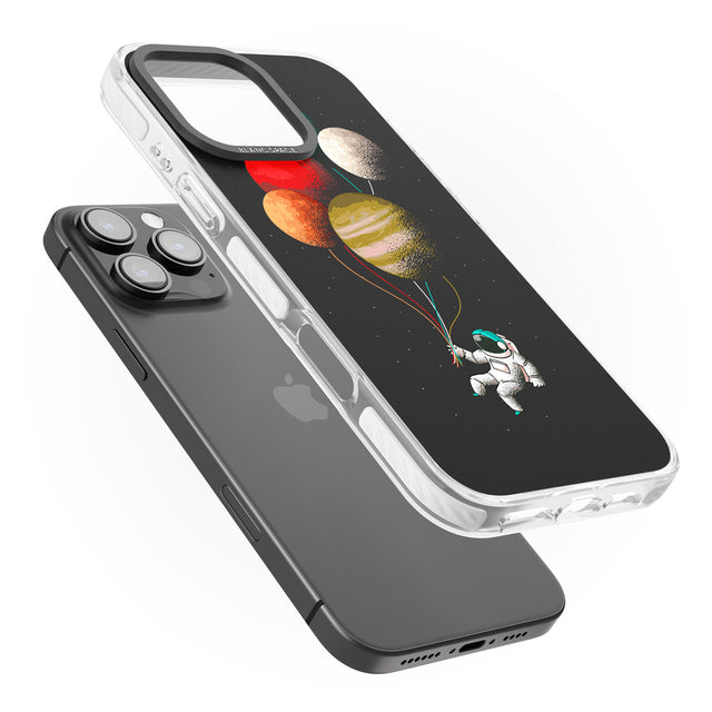 iPhone 16 Pro Max Astronaut Balloon Planets Black Impact Phone Case