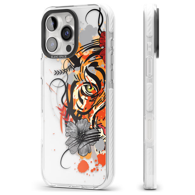 iPhone 16 Pro Max Sugar Skull Tiger Black Impact Phone Case