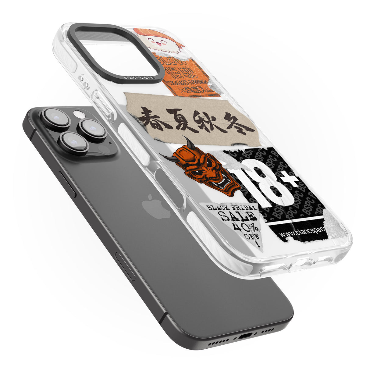 iPhone 16 Pro Max Asian Sticker Mix Black Impact Phone Case