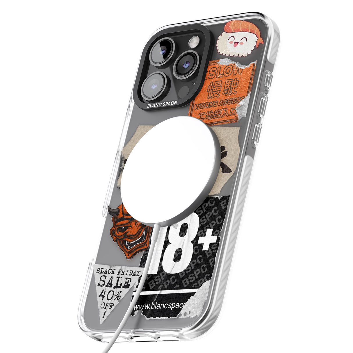 iPhone 16 Pro Max Asian Sticker Mix Black Impact Phone Case