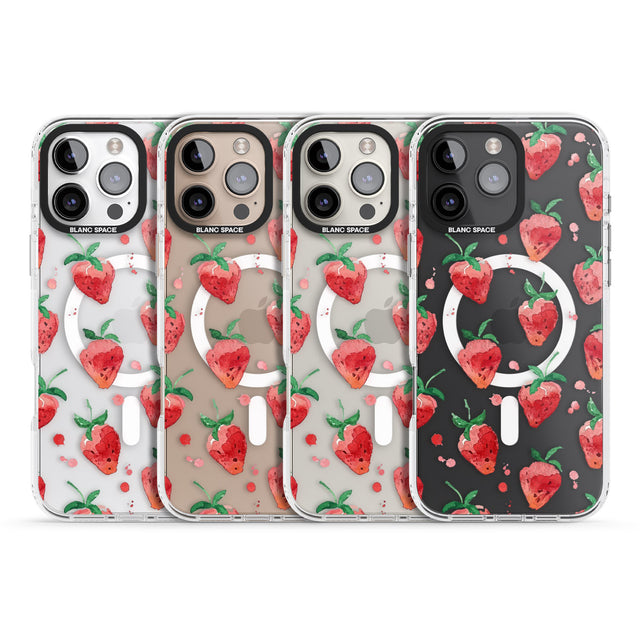 iPhone 16 Pro Max Strawberry Watercolour Black Impact Phone Case