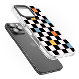 iPhone 16 Pro Max Vibrant Retro Checkered Black Impact Phone Case + Magsafe