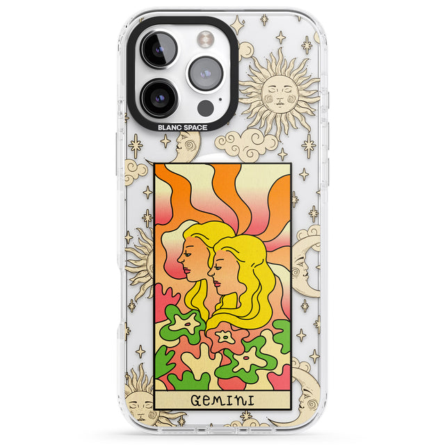 iPhone 16 Pro Max Celestial Zodiac - Gemini Black Impact Phone Case + Magsafe