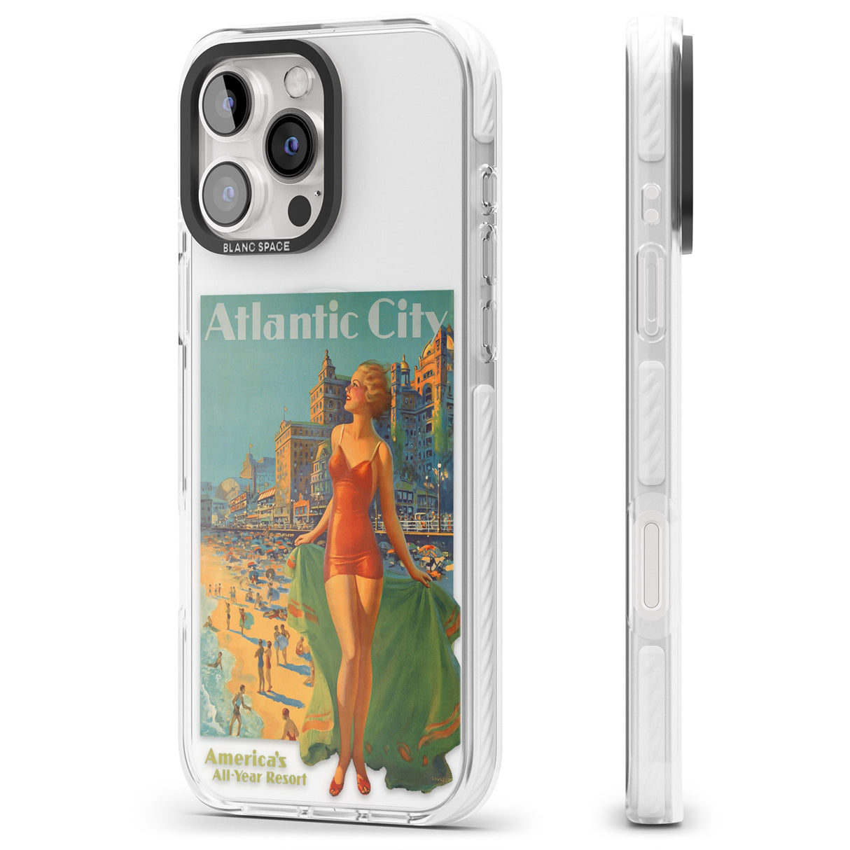 iPhone 16 Pro Max Atlantic City Vacation Poster Black Impact Phone Case