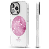 iPhone 16 Pro Max Aquarius Zodiac Transparent Design - Pink Black Impact Phone Case