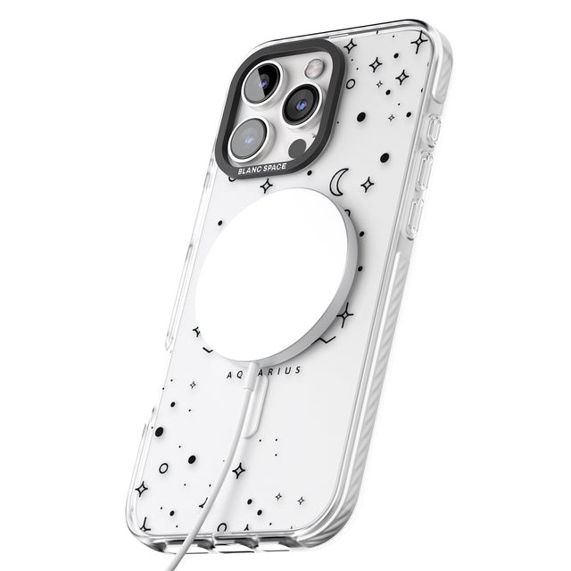 iPhone 16 Pro Max Aquarius Emblem - Transparent Design Black Impact Phone Case