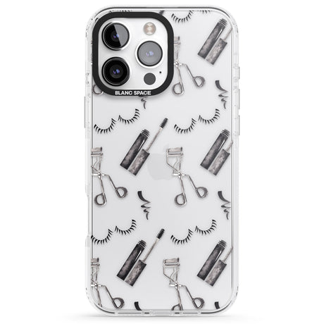 iPhone 16 Pro Max Eyelash Makeup Pattern Black Impact Phone Case