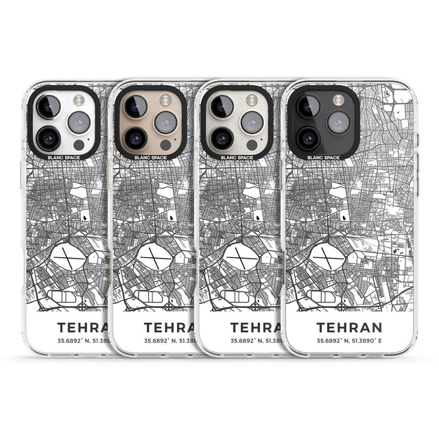 iPhone 16 Pro Max Map of Tehran, Iran Black Impact Phone Case