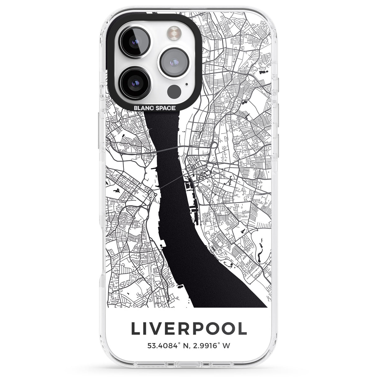 iPhone 16 Pro Max Map of Liverpool, England Black Impact Phone Case