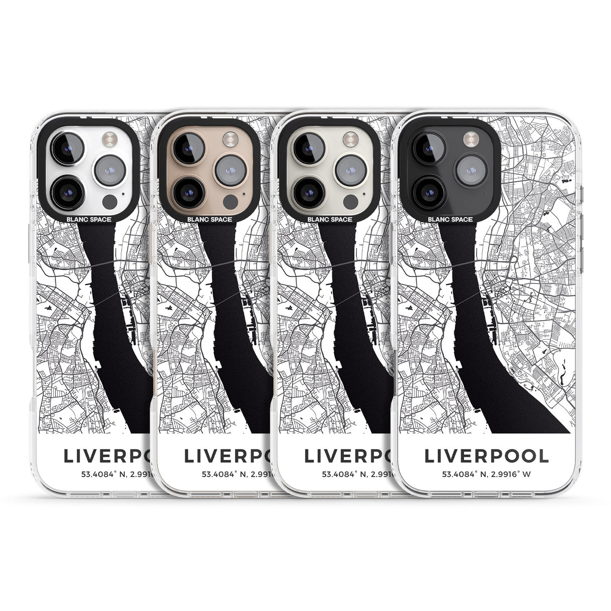 iPhone 16 Pro Max Map of Liverpool, England Black Impact Phone Case