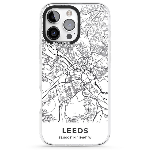 iPhone 16 Pro Max Map of Leeds, England Black Impact Phone Case