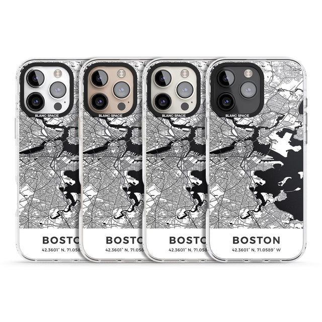 iPhone 16 Pro Max Map of Boston, Massachusetts Black Impact Phone Case