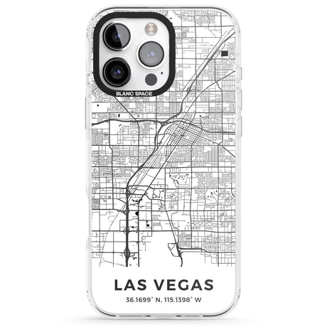 iPhone 16 Pro Max Map of Las Vegas, Nevada Black Impact Phone Case