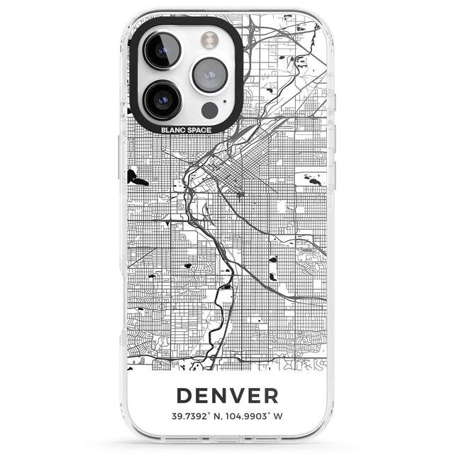 iPhone 16 Pro Max Map of Denver, Colorado Black Impact Phone Case