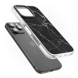 iPhone 16 Pro Max Bold Black Marble with White Texture Black Impact Phone Case