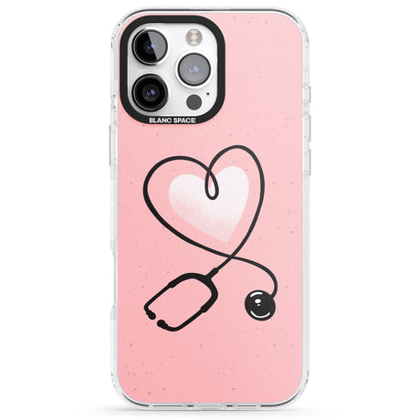 iPhone 16 Pro Max Medical Inspired Design Stethoscope Heart Black Impact Phone Case