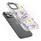 iPhone 16 Pro Max Colourful Squiggles Memphis Retro Pattern Design Black Impact Phone Case