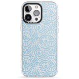 iPhone 16 Pro Max Light Blue Pattern Memphis Retro Pattern Design Black Impact Phone Case