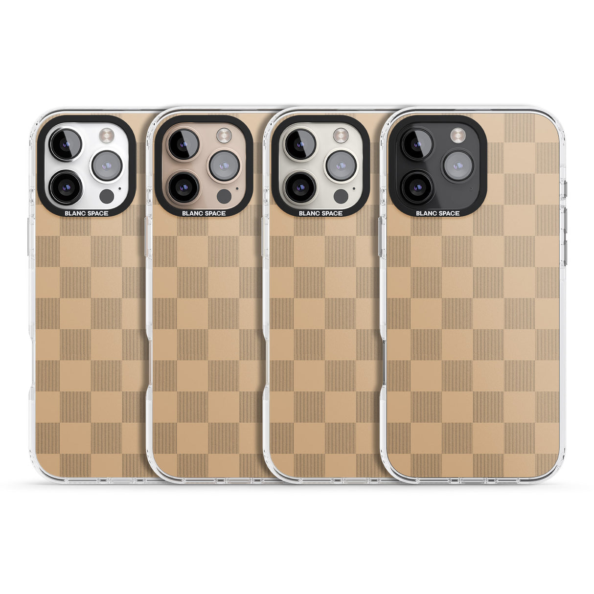 iPhone 16 Pro Max BEIGE CHECKERED Clear Impact Phone Case + Magsafe