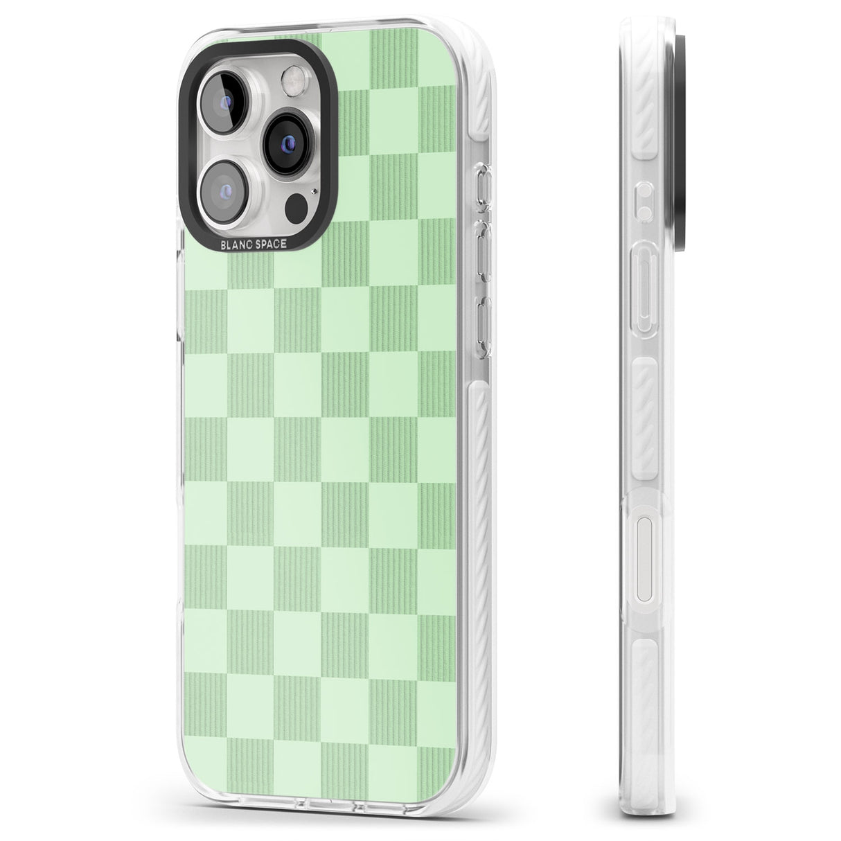 iPhone 16 Pro Max SEAFOAM CHECKERED Black Impact Phone Case + Magsafe