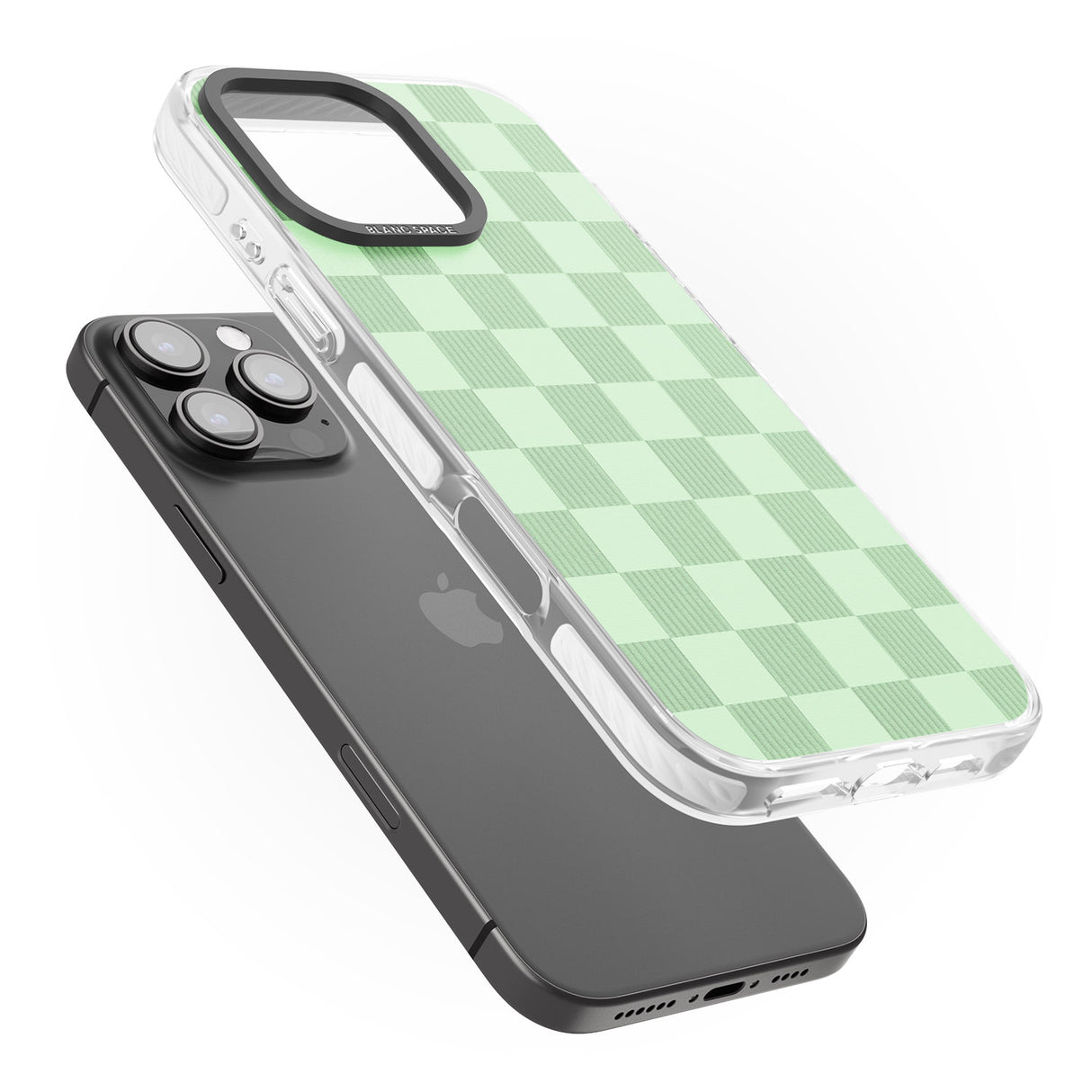 iPhone 16 Pro Max SEAFOAM CHECKERED Black Impact Phone Case + Magsafe