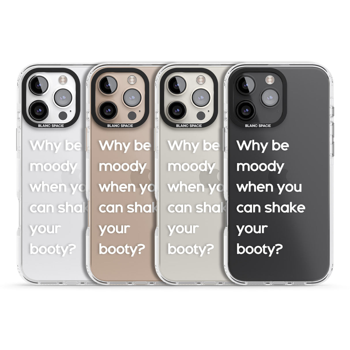 iPhone 16 Pro Max Why be moody? (White) Black Impact Phone Case