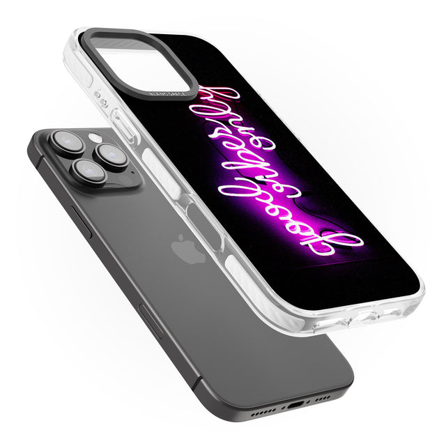 iPhone 16 Pro Max Good Vibes Only Pink Neon Black Impact Phone Case