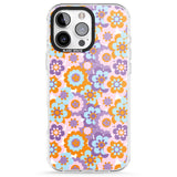 iPhone 16 Pro Max Flower Power Pattern Black Impact Phone Case