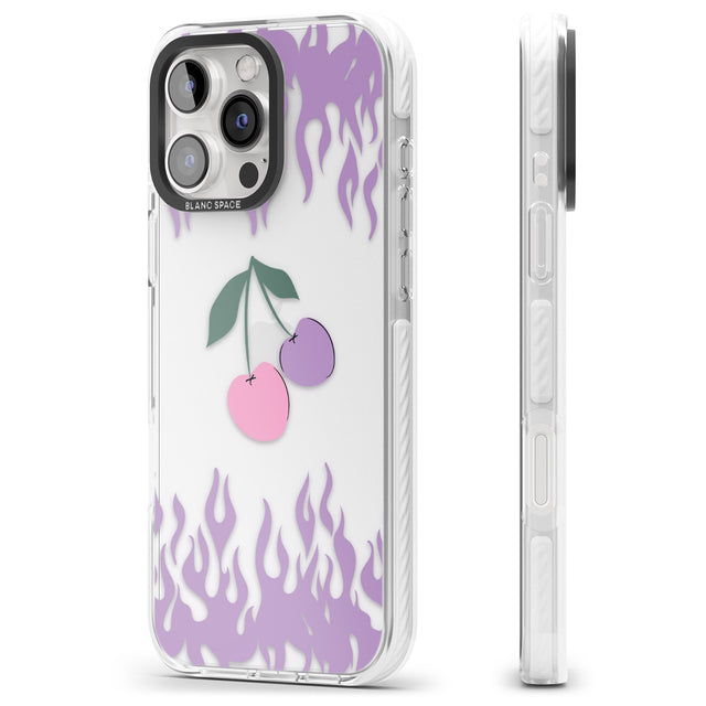 iPhone 16 Pro Max Cherries n' Flames Black Impact Phone Case