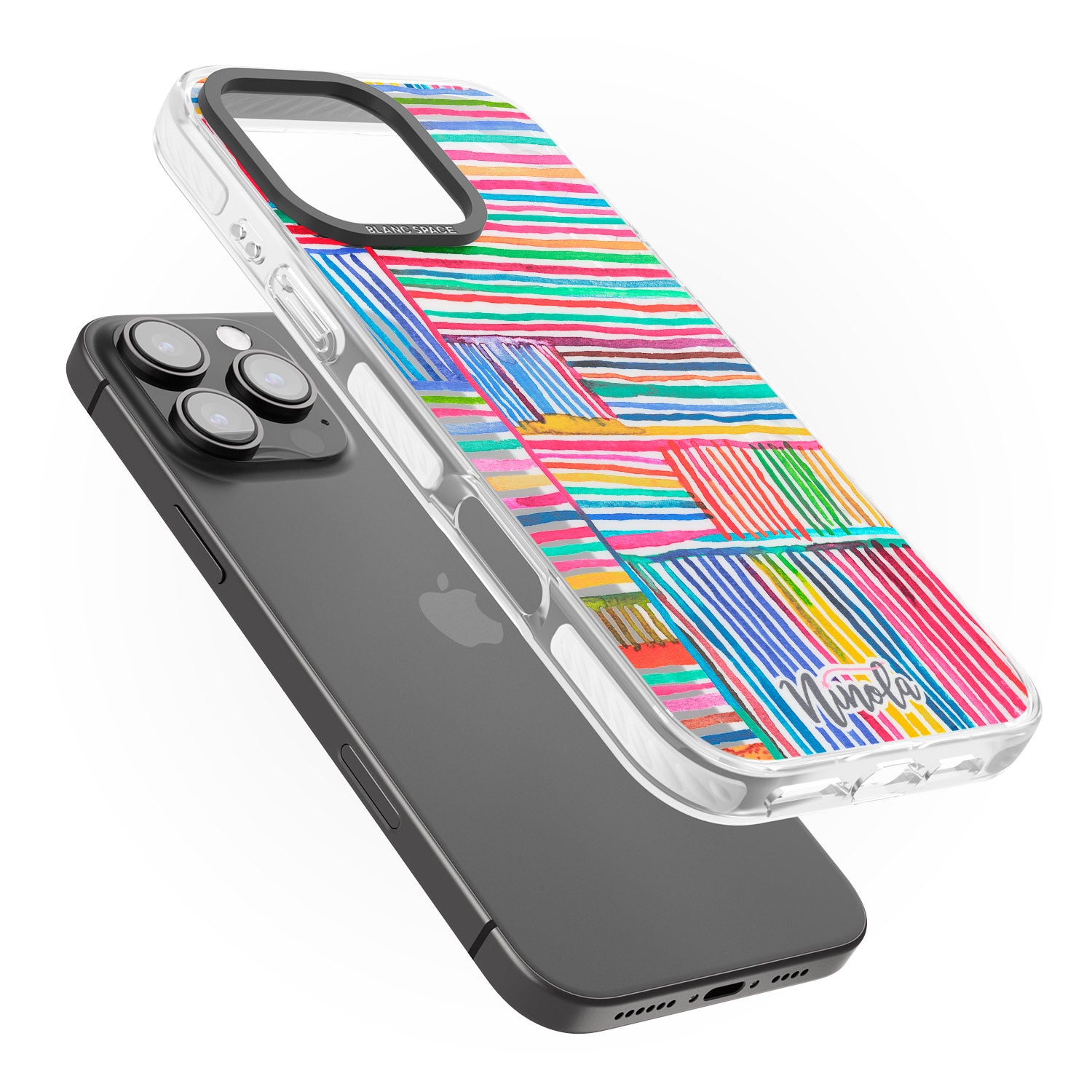 iPhone 16 Pro Max Watercolor Relaxing Lines Black Impact Phone Case