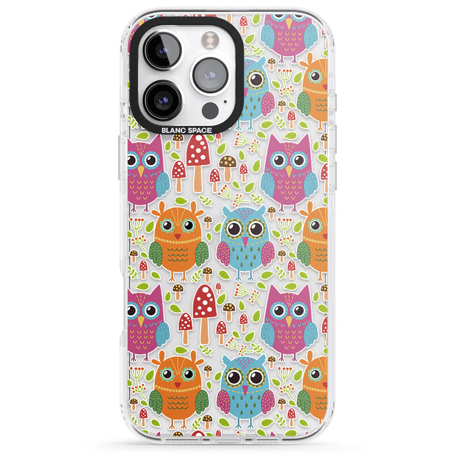 iPhone 16 Pro Max Forrest Owl Clear Pattern Black Impact Phone Case