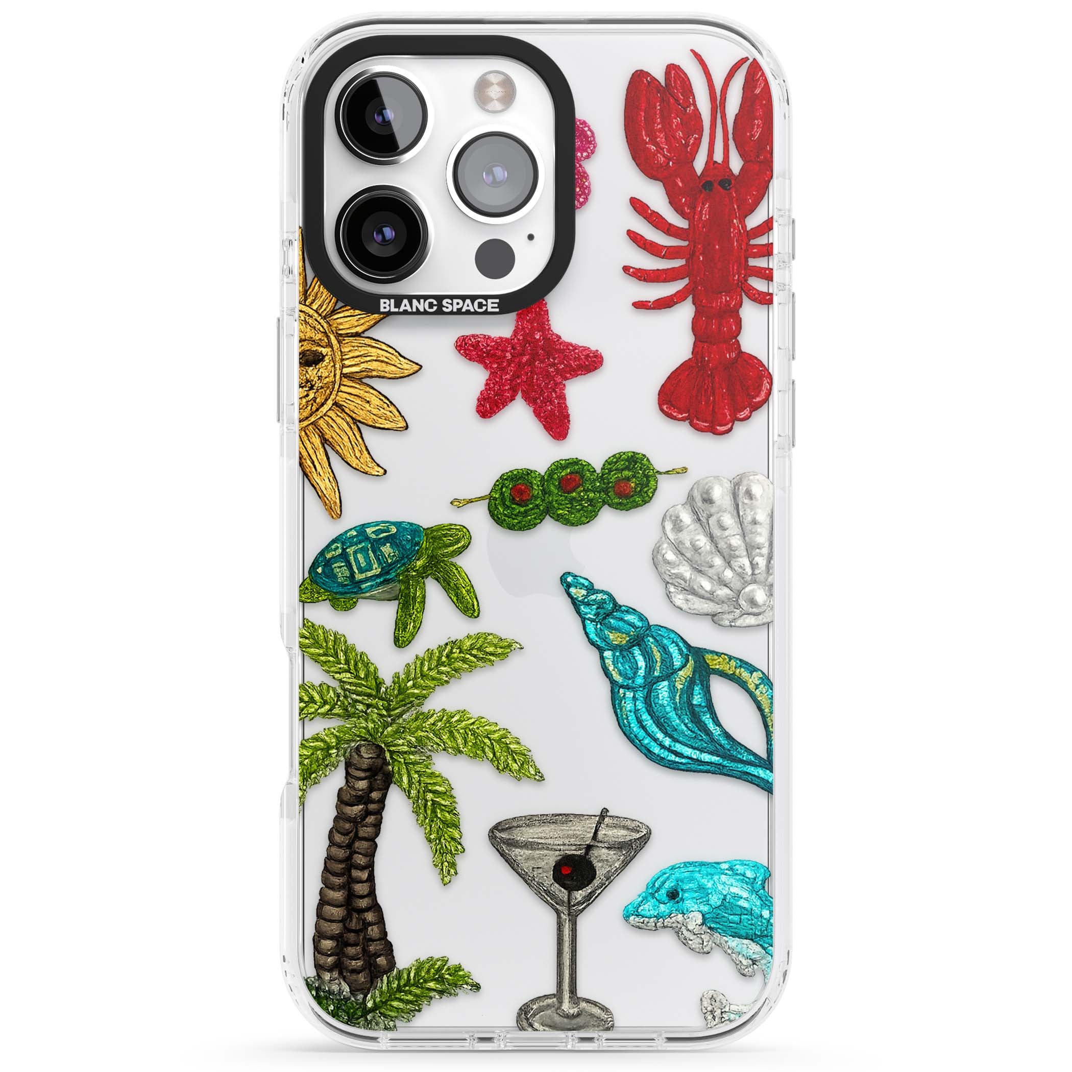 Painted Coastal Pattern coastal iPhone case | Clear Impact case for iPhone 16 Pro, iPhone 16 Pro Max