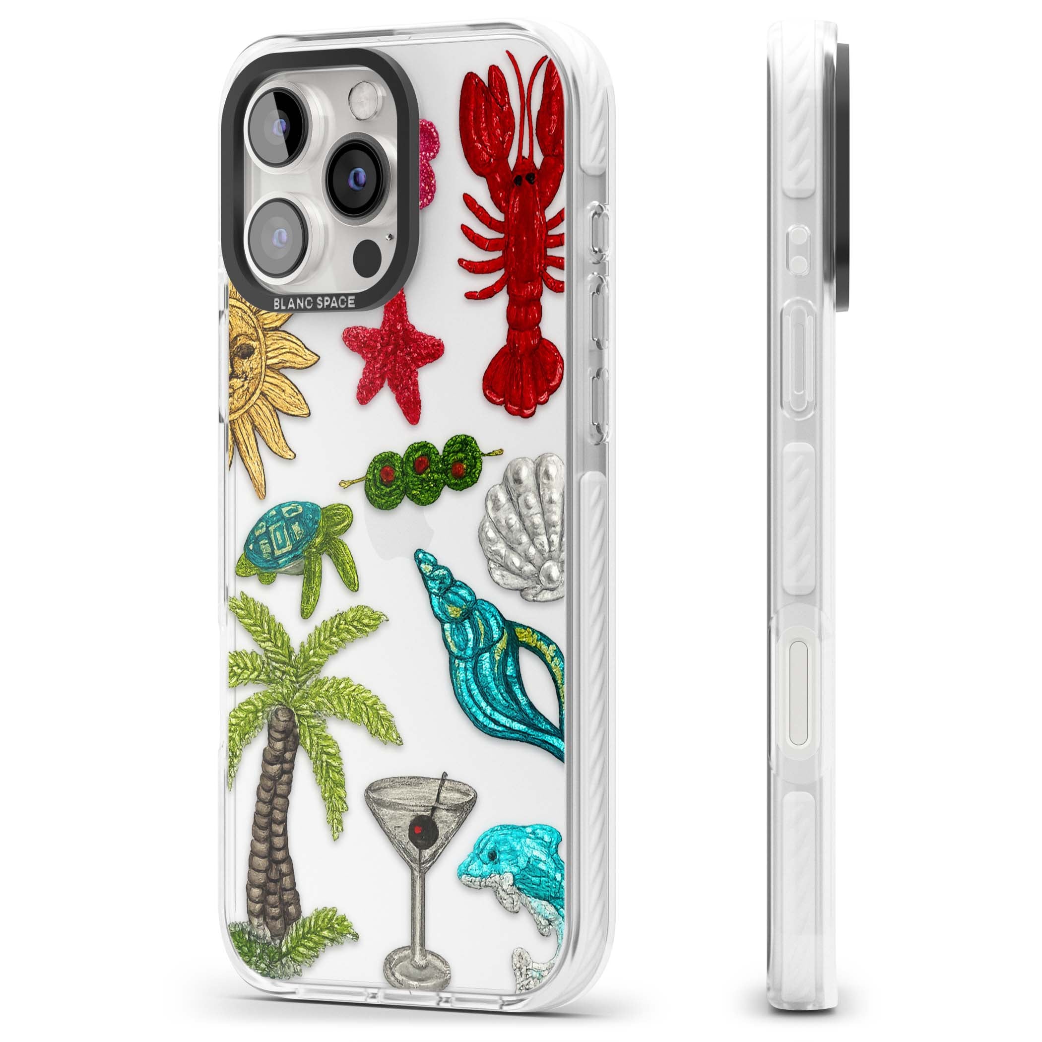 Painted Coastal Pattern coastal iPhone case | Clear Impact case for iPhone 16 Pro, iPhone 16 Pro Max