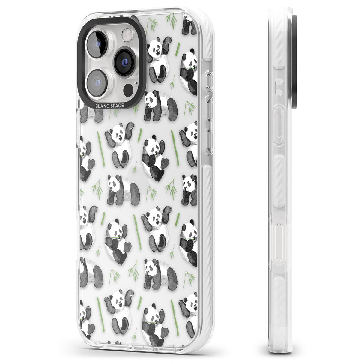 iPhone 16 Pro Max Watercolour Panda Pattern Black Impact Phone Case