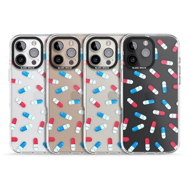 iPhone 16 Pro Max Kawaii Pill Pattern Black Impact Phone Case