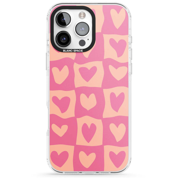 Pink Wavy Checked Hearts