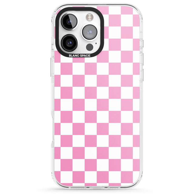 iPhone 16 Pro Max Pink Checkered Black Impact Phone Case