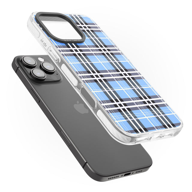 iPhone 16 Pro Max Blue Plaid Black Impact Phone Case