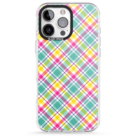 iPhone 16 Pro Max Crosshatch Plaid Black Impact Phone Case