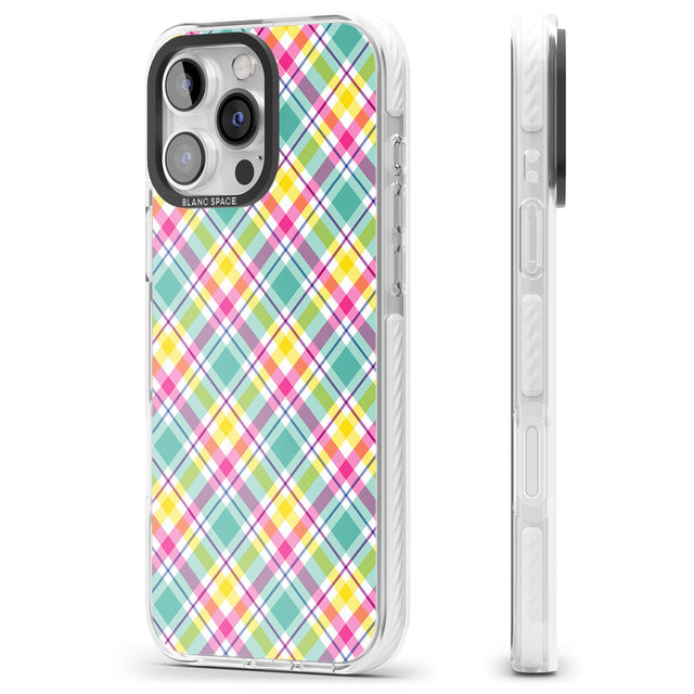 iPhone 16 Pro Max Crosshatch Plaid Black Impact Phone Case