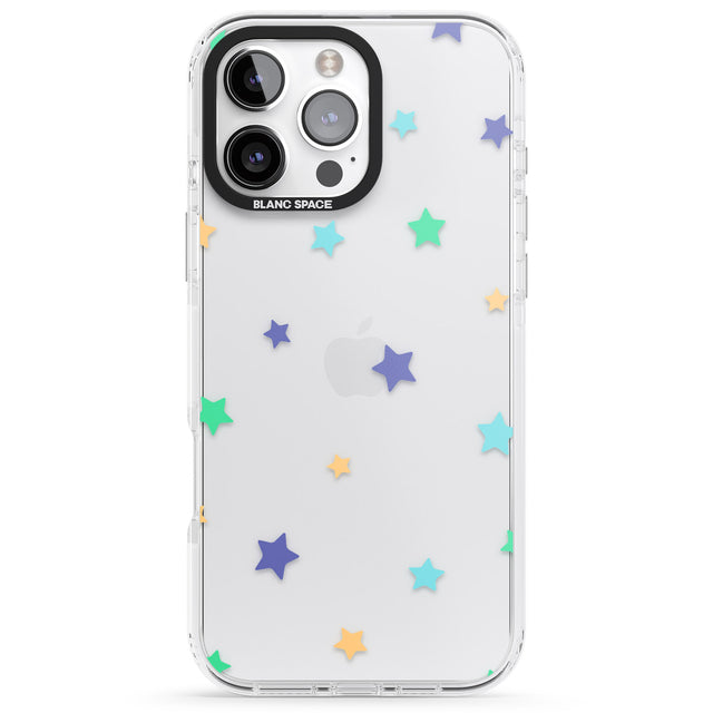 iPhone 16 Pro Max Pastel Stars Pattern Black Impact Phone Case