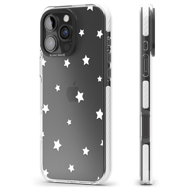 iPhone 16 Pro Max White Stars Pattern Black Impact Phone Case