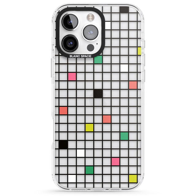 iPhone 16 Pro Max Vibrant Clear Geometric Grid Black Impact Phone Case