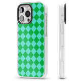 iPhone 16 Pro Max Retro Green Diamond Plaid Black Impact Phone Case