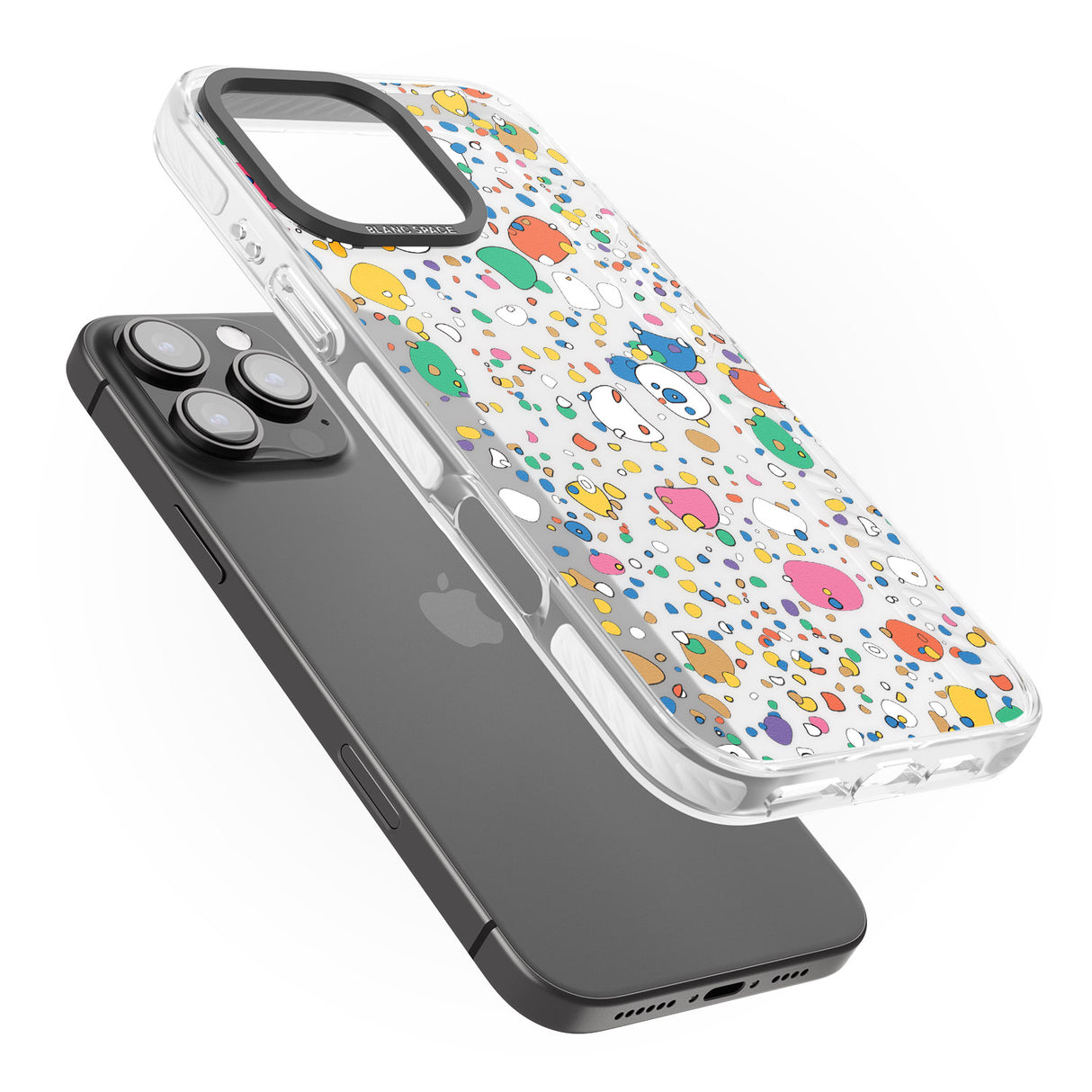 iPhone 16 Pro Max Colourful Confetti Pebbles Black Impact Phone Case