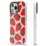 iPhone 16 Pro Max Strawberry Pattern (Pink) Black Impact Phone Case